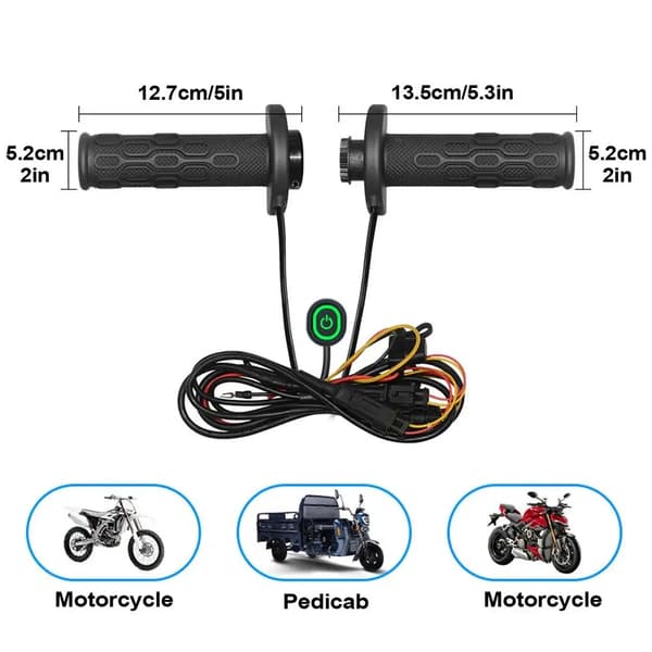 Motorcykel Varmehåndtag, 5 Gear Temperaturjustering, Vandtæt Design,Sort
