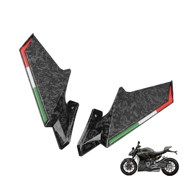 Motorcykelvingespoiler, kolfiberdesign, svart med färgade accenter,A