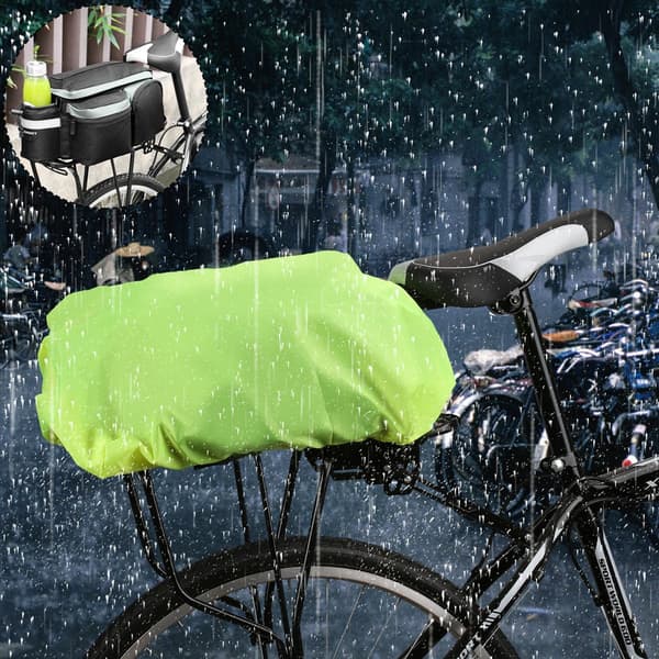 Universal regnslag med elastik til cykeltaske og grøn rygsæk