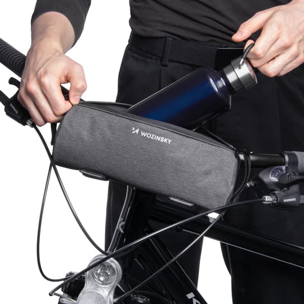 Termisk cykeltaske til flaske, fastgjort til stel eller styr, 0,7L, grå