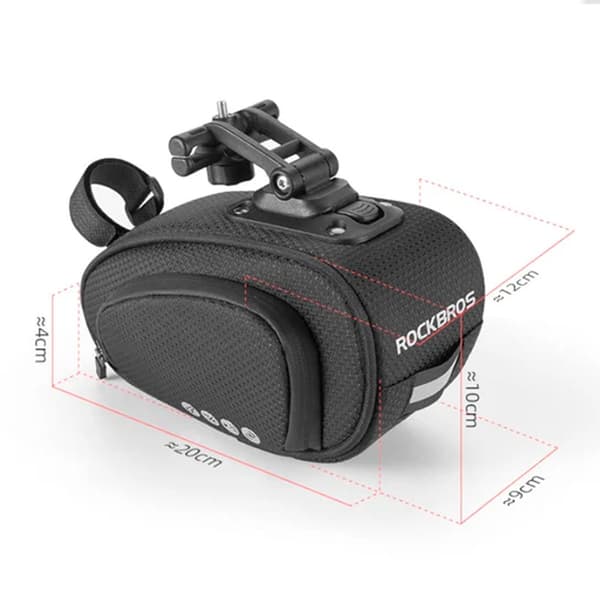 Cykelsadeltaske med quick release, vandtæt, sort