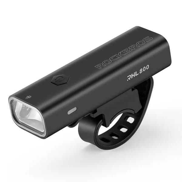 Cykellygte foran 800lm + USB-C kabel, 4 driftstilstande