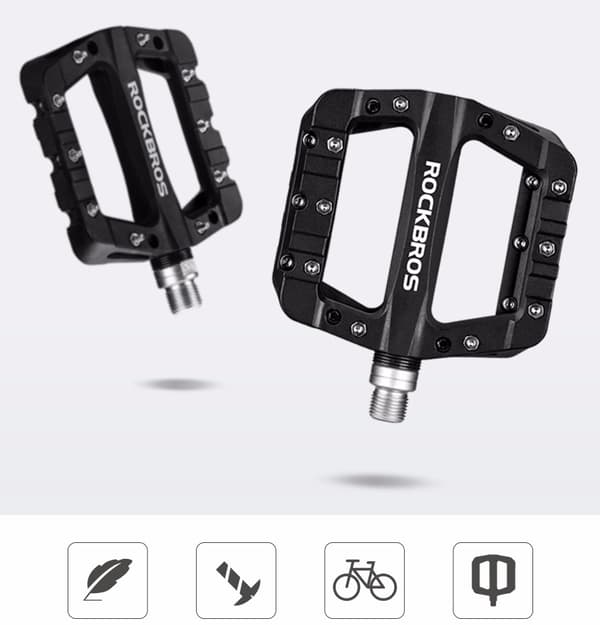 Set med MTB cykelpedaler, halkskydd, nylon och svart stål