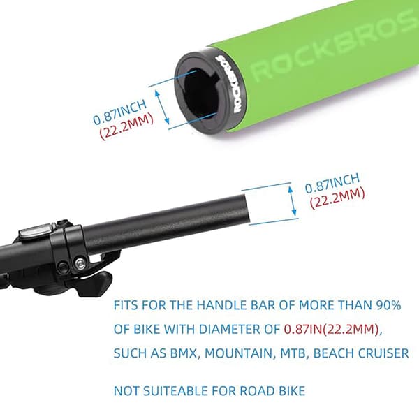 Cykelstyr greb, grønne og sorte svampe greb