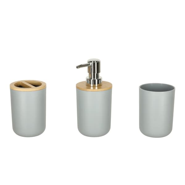 Badrumsset, borstautomat, set med 6 element, grå