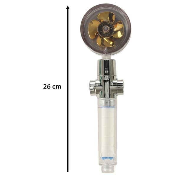 Brusehoved med guld turbine ventilator