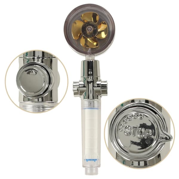 Brusehoved med guld turbine ventilator