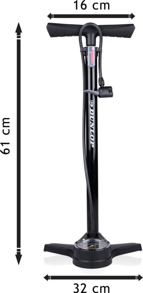 Dunlop cykelpump med tryckmätare dubbelventil holländsk ventil/fransk ventil/bilventil