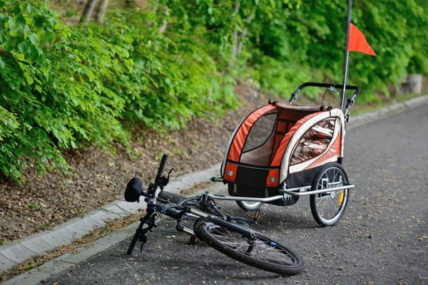 Elegant Rød 2-Personers Cykeltrailer & Barnevogn Kombi med Sikkerhedsfunktioner