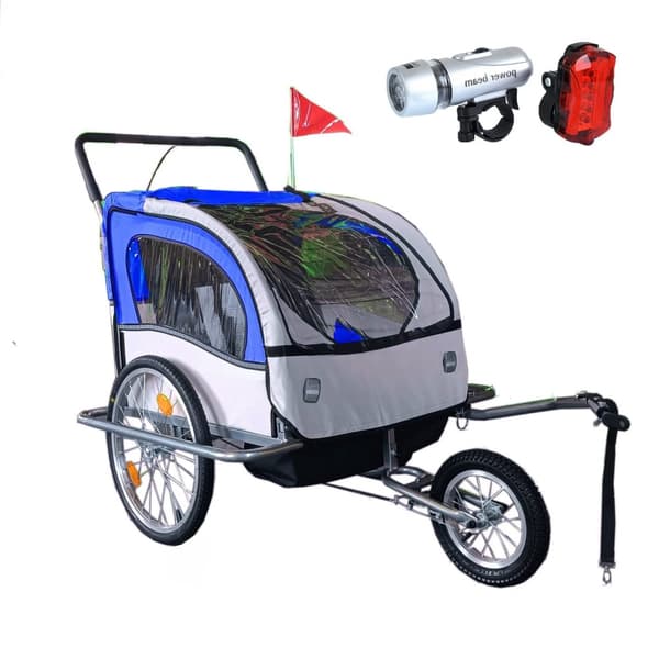 Viking Choice Blå Cykeltrailer - Miljövänlig, Omvandlingsbar till Barnvagn för Aktiva, Miljömedvetna Föräldrar