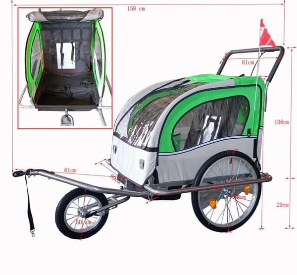 Viking Choice Blå Cykeltrailer - Miljövänlig, Omvandlingsbar till Barnvagn för Aktiva, Miljömedvetna Föräldrar