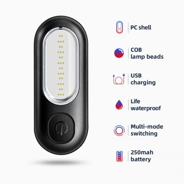 Rockbros PT6005B LED IP44 USB baglygte til cykel med beacon på sadelpinden