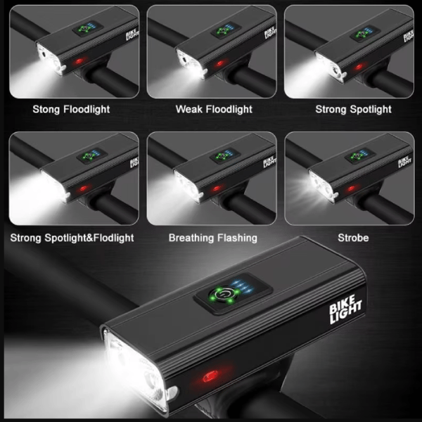 Superkraftig uppladdningsbar cykellampa 2x LED ROXAR T6 1500lm Powerbank