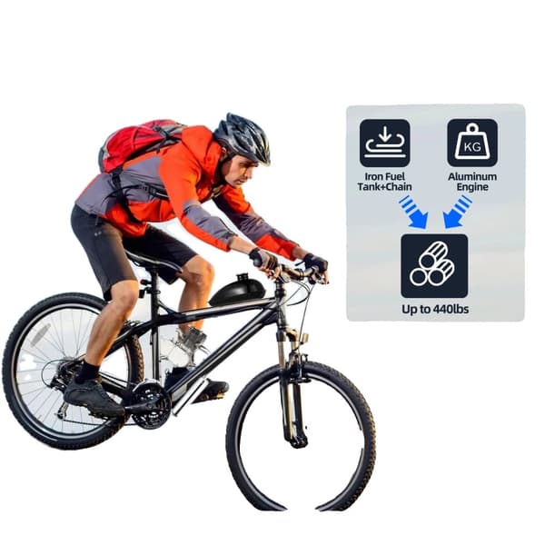2-takts cykelmotor kit, Maxhastighet 45 km/h, 200 kg lastkapacitet, Tyst drift