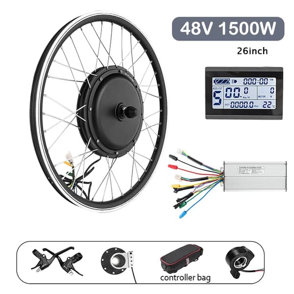 48V 1500W Takamoottoripyörä, Tehokas Harjaton Vaihteistomoottori, 26 Tuuman Halkaisija,26, 48v1500w takana 26 tuumaa
