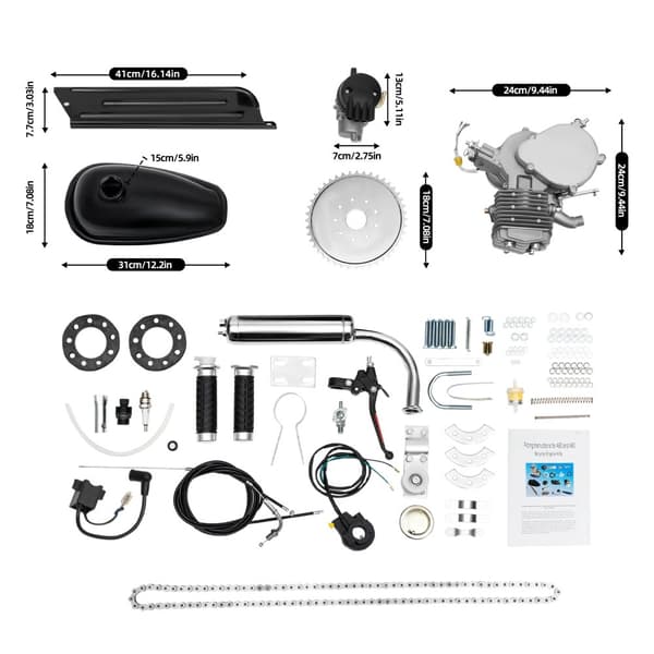 Cykelmotorpaket, 80CC 2-takts, 40 km/h hastighet,Cykelmotorpaket