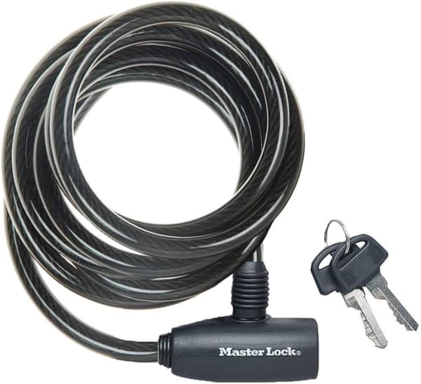 Master Lock Cable Pyörän lukko avaimella, 1,8 m kierretty kaapeli