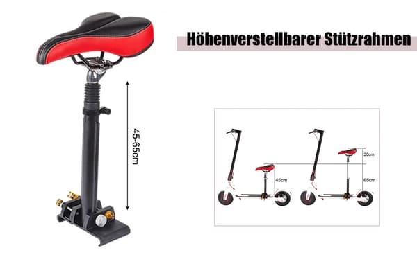 Justerbart Scooter Säte, Andningsbart PU- Kudd, Verktygsfri Installation,svart