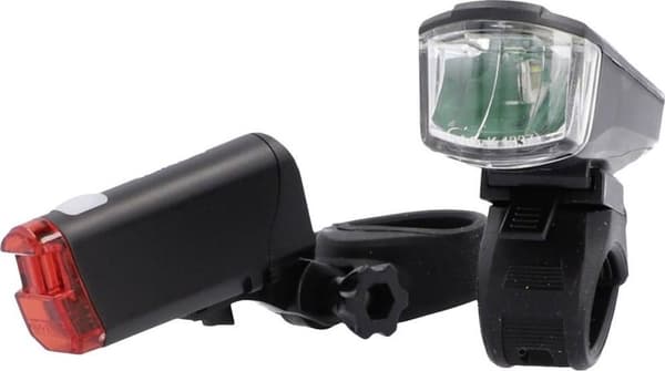 FISCHER BIKE Cykelbelysningsset LED fungerar med svart batteri