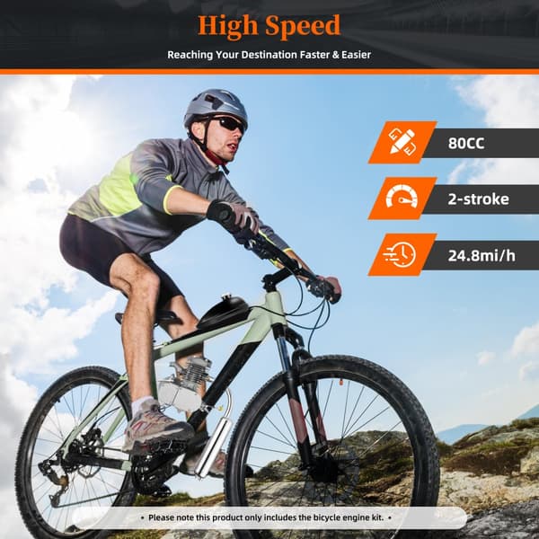80CC Cykel Motor Kit, Høj Hastighed Op til 24,8 mi/t, Stor Brændstoftank Kapacitet, Stille Drift