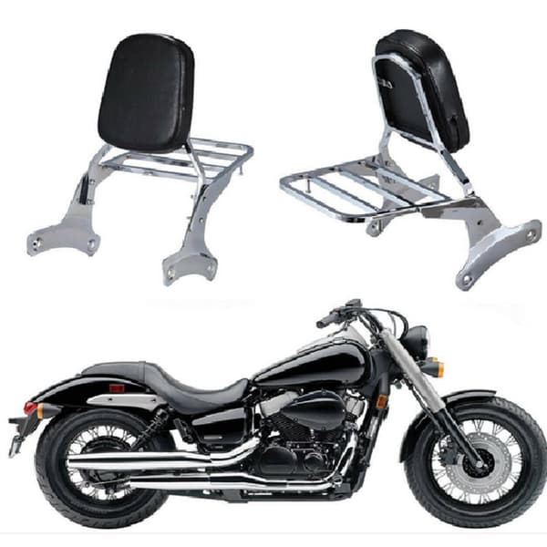 Sissy Bar Moottoripyörän Selkänoja, Kestävä Teräsrakenteinen, Mukava Synteettinen Nahkapatja, Suurempi Matkatavarateline