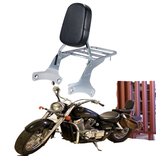 Sissy Bar Moottoripyörän Selkänoja, Kestävä Teräsrakenteinen, Mukava Synteettinen Nahkapatja, Suurempi Matkatavarateline