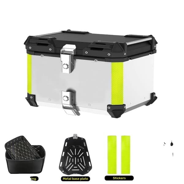 Motorcykel Bagagerum, 80L Kapacitet, Holdbar Aluminiumkonstruktion,sølv-80L