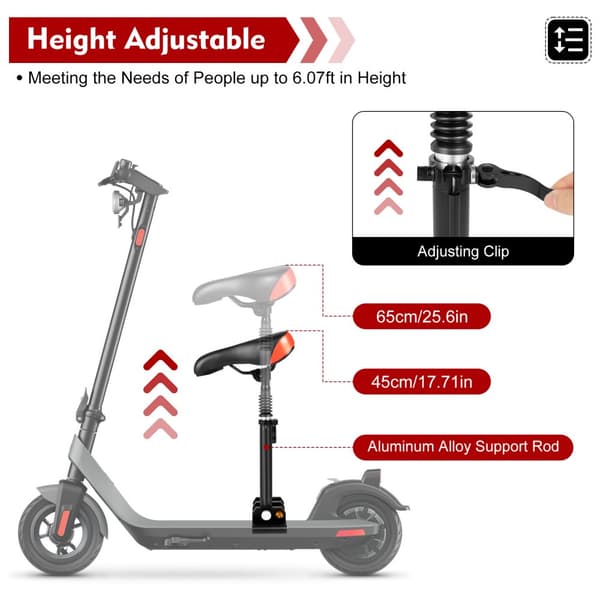 Scooter sæde, højdejusterbart, stødabsorberende design, letvægts og bærbart