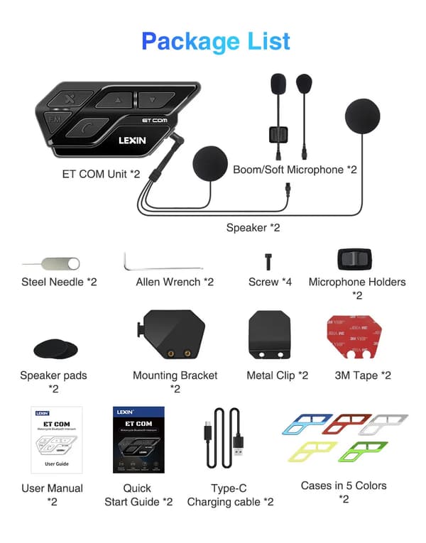 Kypäräintercom, Bluetooth 5.0, DIY-väri räätälöinti,kaksinkertainen pakkaus 2PC