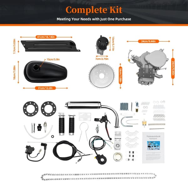 Cykelmotorkit, 80CC motor, maksimal hastighed 24,8 mi/t,80 CC
