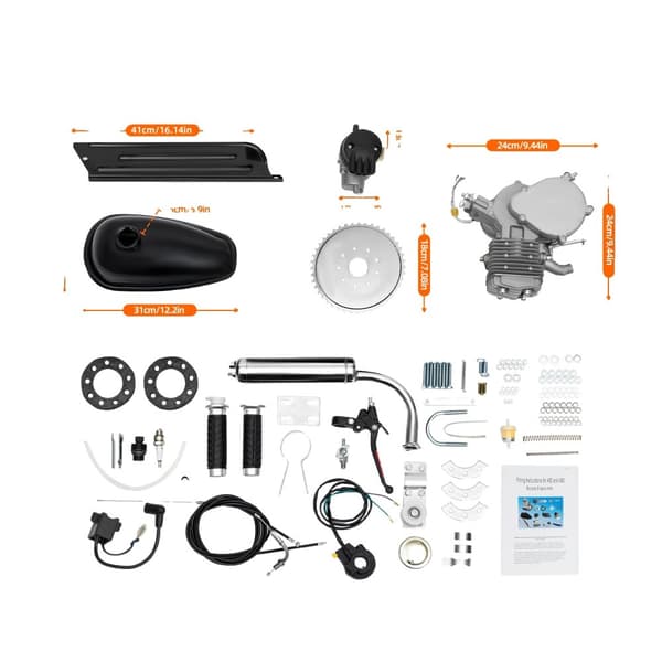 Cykelmotorkit, 80CC motor, maksimal hastighed 24,8 mi/t,80 CC