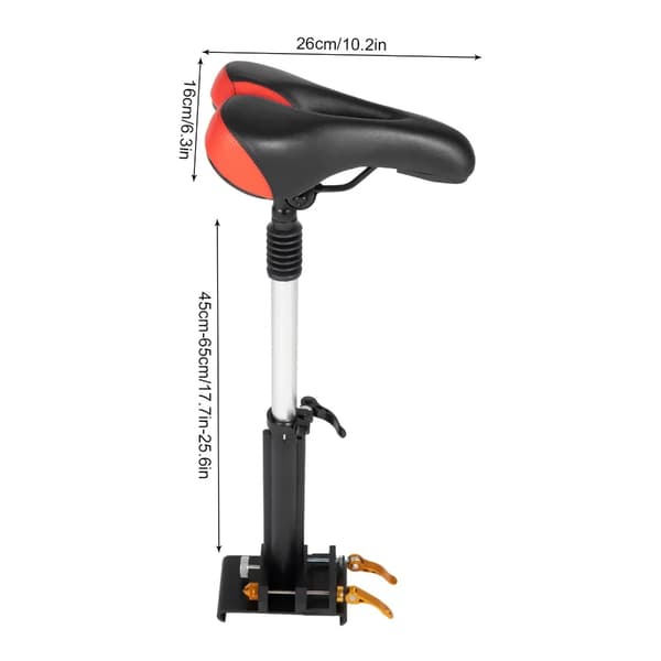 Universel Scooter Sædebeslag, Højdejusterbar 45-65 cm, Holdbar PU og Aluminiumlegering,Sort Rød