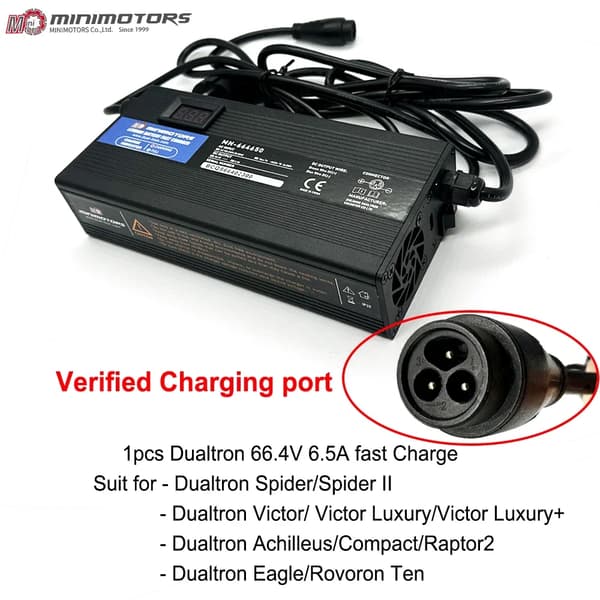 Dualtron Hurtigoplader, 66.4V Udgang, 6.5A Opladningsstrøm, Verificeret Opladningsport,66.4V 6.5A Oplader