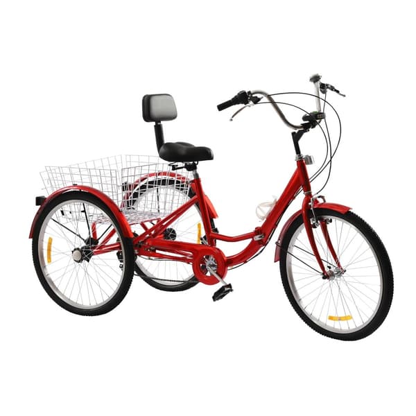 Voksen Tricycle, 7-Gears, Komfortabel PU Sæde,Rød