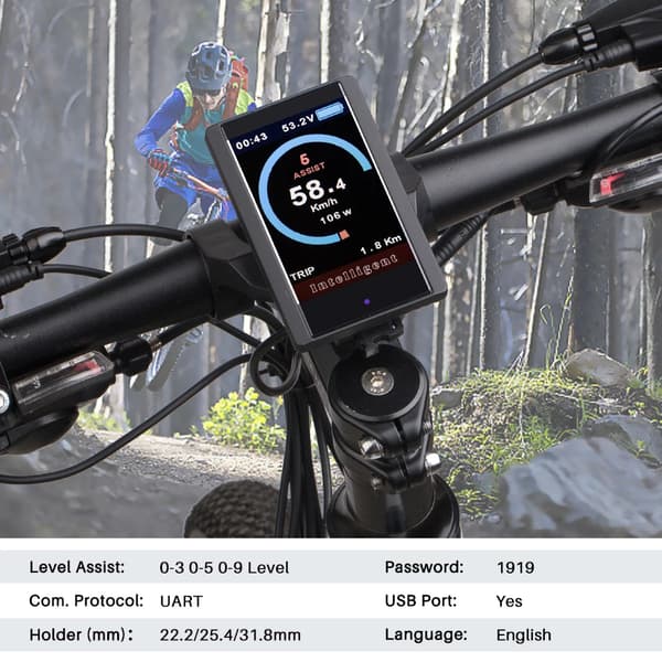 Bafang LCD-näyttö, 3 tason tuki, USB-portti,850C Näyttö