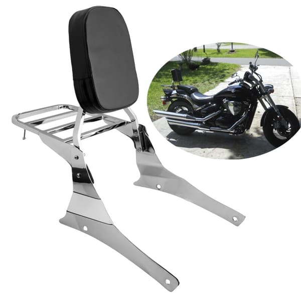 Motorcykel baksäte ryggstöd, kromfinish, avtagbar bagagehylla