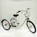 Miniatyrbillede 2 af 2: 24 Tommer Voksen Trehjulet Cykel, 6 Hastighedsindstillinger, Stor Kapacitet Kurv,HVID