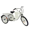 Miniatyrbillede 1 af 2: 24 Tommer Voksen Trehjulet Cykel, 6 Hastighedsindstillinger, Stor Kapacitet Kurv,HVID