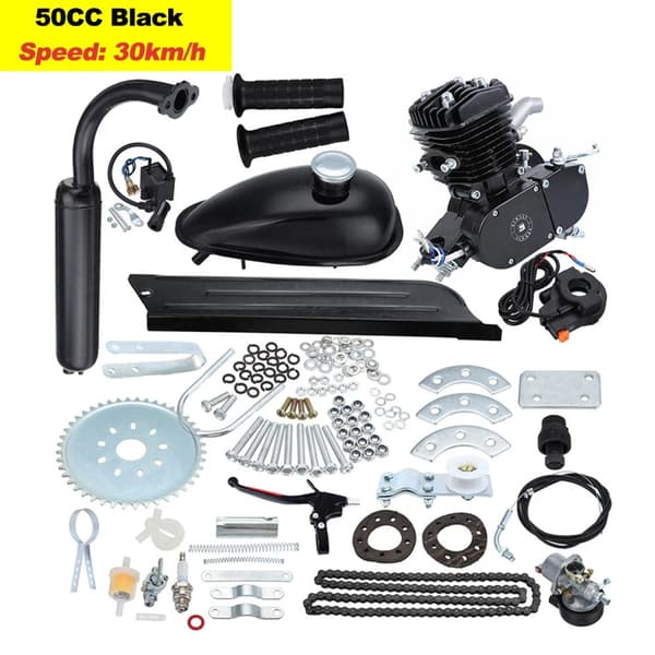 Bensinmotor Kit, 2-takt, Gör-det-själv Elcykel,50cc Svart