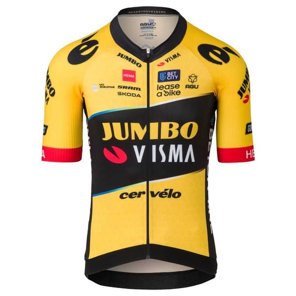 Agu Jumbo-visma Premium Replica 2023 Korta ärmar Cykeltröja Gul 2XL Man