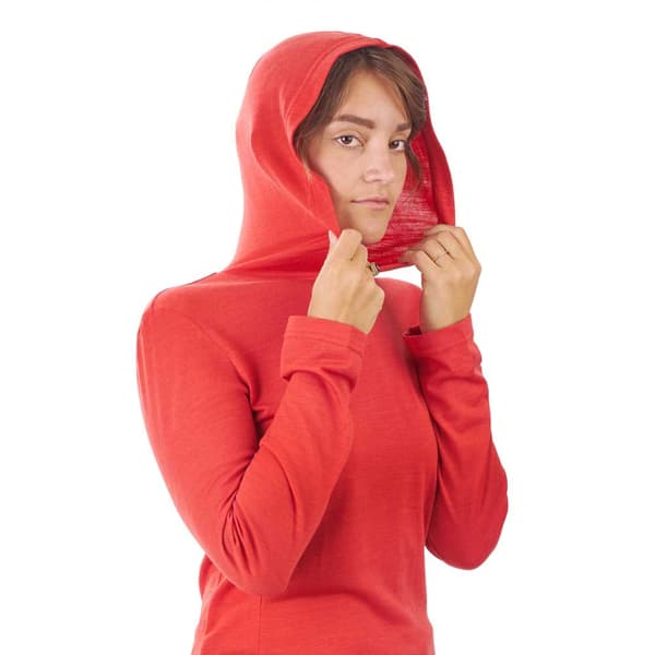 Chrome Langærmet T-shirt Merino Hoodie Orange S Kvinde