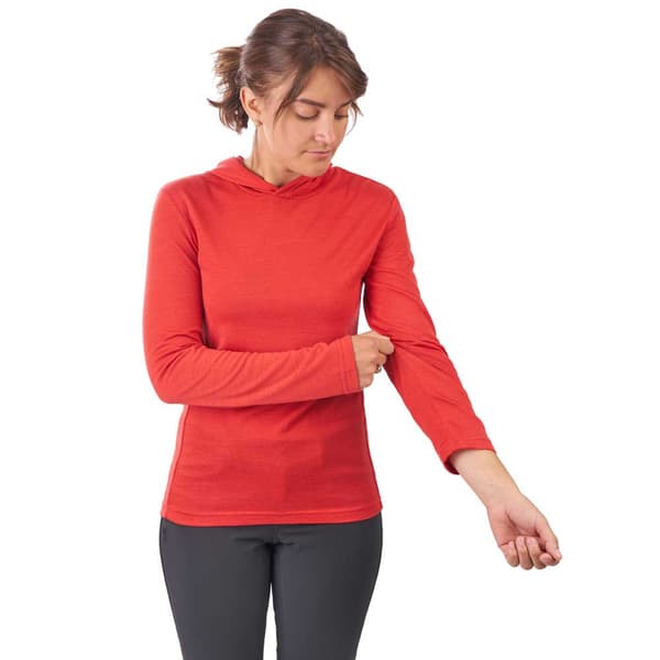 Chrome Langærmet T-shirt Merino Hoodie Orange S Kvinde