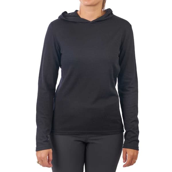 Chrome Långärmad T-shirt Merino Hoodie Svart S Kvinna
