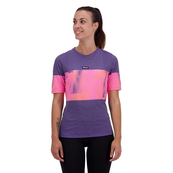 Santini Lyhythihainen T-paita Forza Indoor Collection Sininen,Pinkki L Nainen