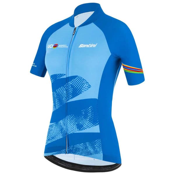 Santini Leader Uci World Tour Kortærmet Trøje Blå L Kvinde