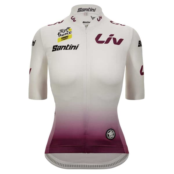 Santini Tour De France Femme Avec Zwift Best Young Leader Kortærmet Trøje Hvid L Kvinde