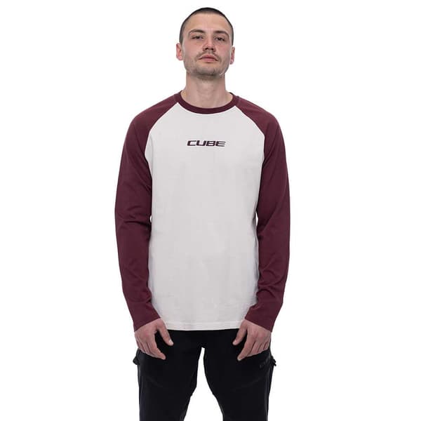 Cube Organic T-shirt Med Lång ärm Beige,Röd L Man