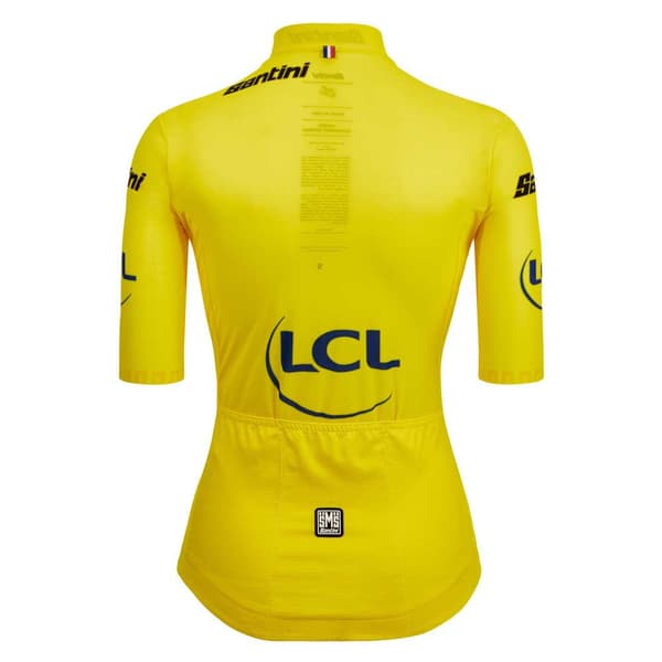 Santini Tour De France Femme Avec Zwift Overall Leader Korta ärmar Cykeltröja Gul XL Kvinna
