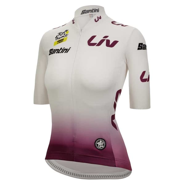 Santini Tour De France Femme Avec Zwift Best Young Leader Lyhythihainen Pyöräilypaita Valkoinen XL Nainen