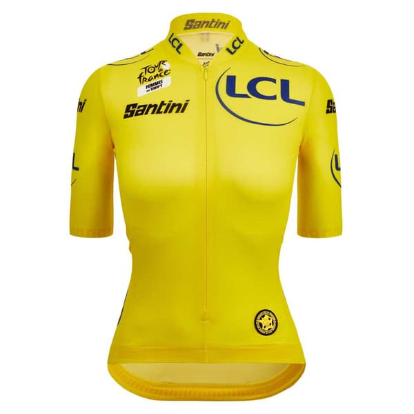 Santini Tour De France Femme Avec Zwift Overall Leader Kortærmet Trøje Gul 2XL Kvinde